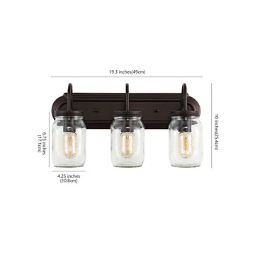 Gaines 19.3" Farmhouse Industrial Iron Mason Jar LED Vanity - JONATHAN Y